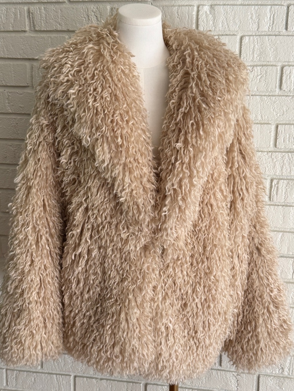 Free People Shaggy Faux Fur Teddy Coat Cream Oversized Boho